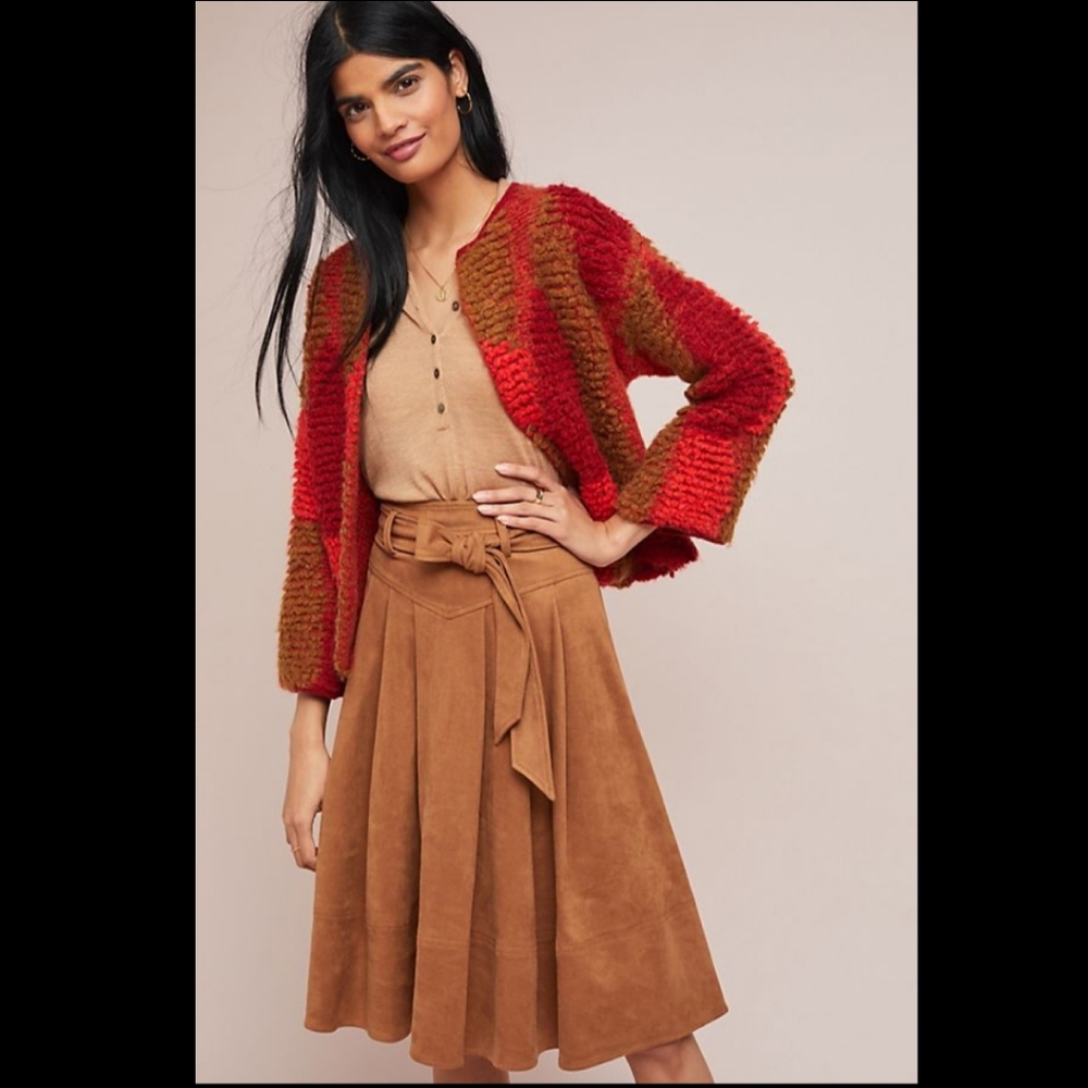 Anthro Akemi-Kin Faux Suede A-line Skirt